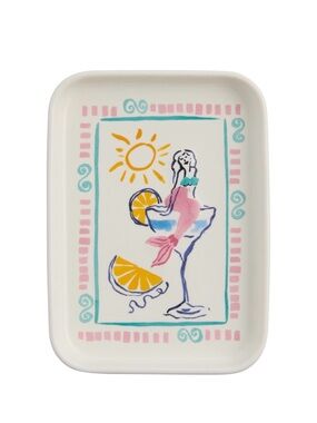 2 Watercolor Mermaid Club Small Bites Appetizer Plates - NEW